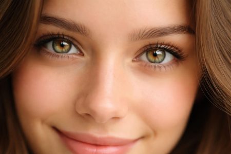 yeux-hazel-vert-brun-arriere-plan-flou