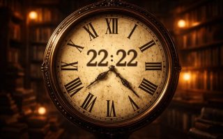 cadran-horloge-vintage-bibliotheque-floue