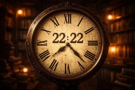 cadran-horloge-vintage-bibliotheque-floue