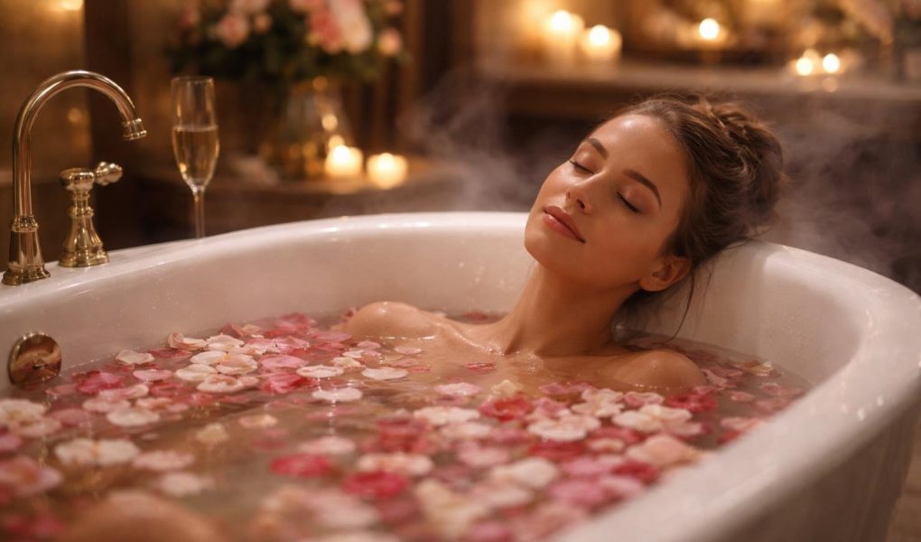 personne-baignoire-petales-fleurs-spa
