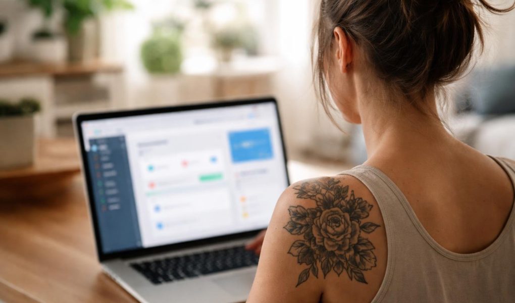 epaule-tatouee-ordinateur-portable-deco-moderne