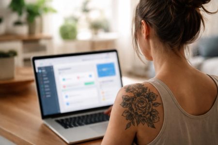 epaule-tatouee-ordinateur-portable-deco-moderne