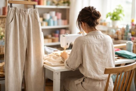 personne-machine-coudre-pantalon-tissu-couleur