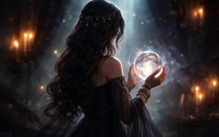 femme-boule-cristal-lumiere-mystique