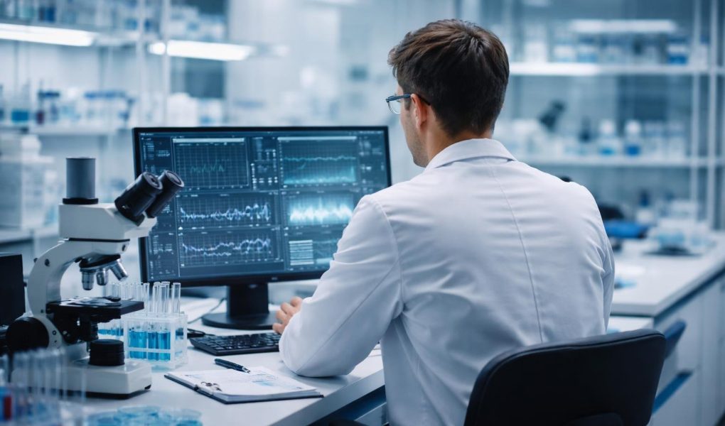 laboratoire-moderne-doctorant-ecran-etageres