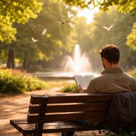 lecteur-parc-arbres-lumiere-doree