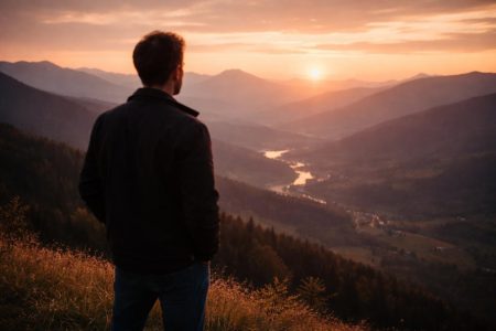 homme-colline-coucher-soleil-montagnes